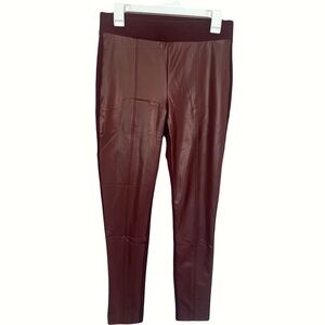 Ann Taylor Burgundy Brown Faux Leather Pull On Leggings Skinny Pants Small